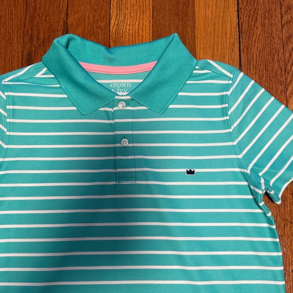 Crown & Ivy Boys Polo Shirts Lot - Blue & Green Striped Size 7 - Picture 7 of 9